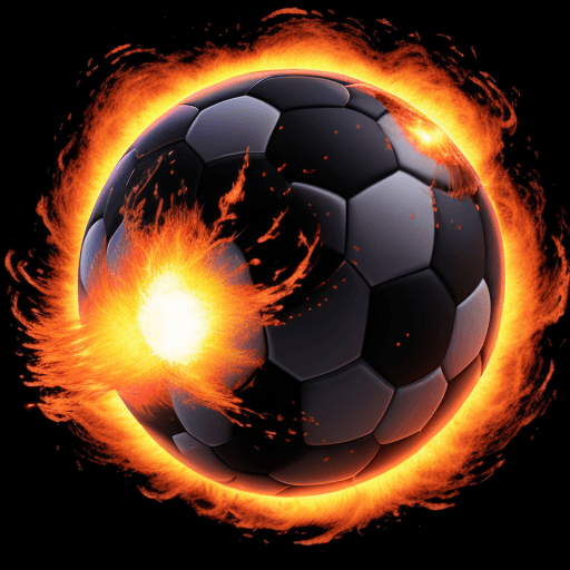 AI generated: a flaming soccer ball flying through the air, a realistic cosmic background.