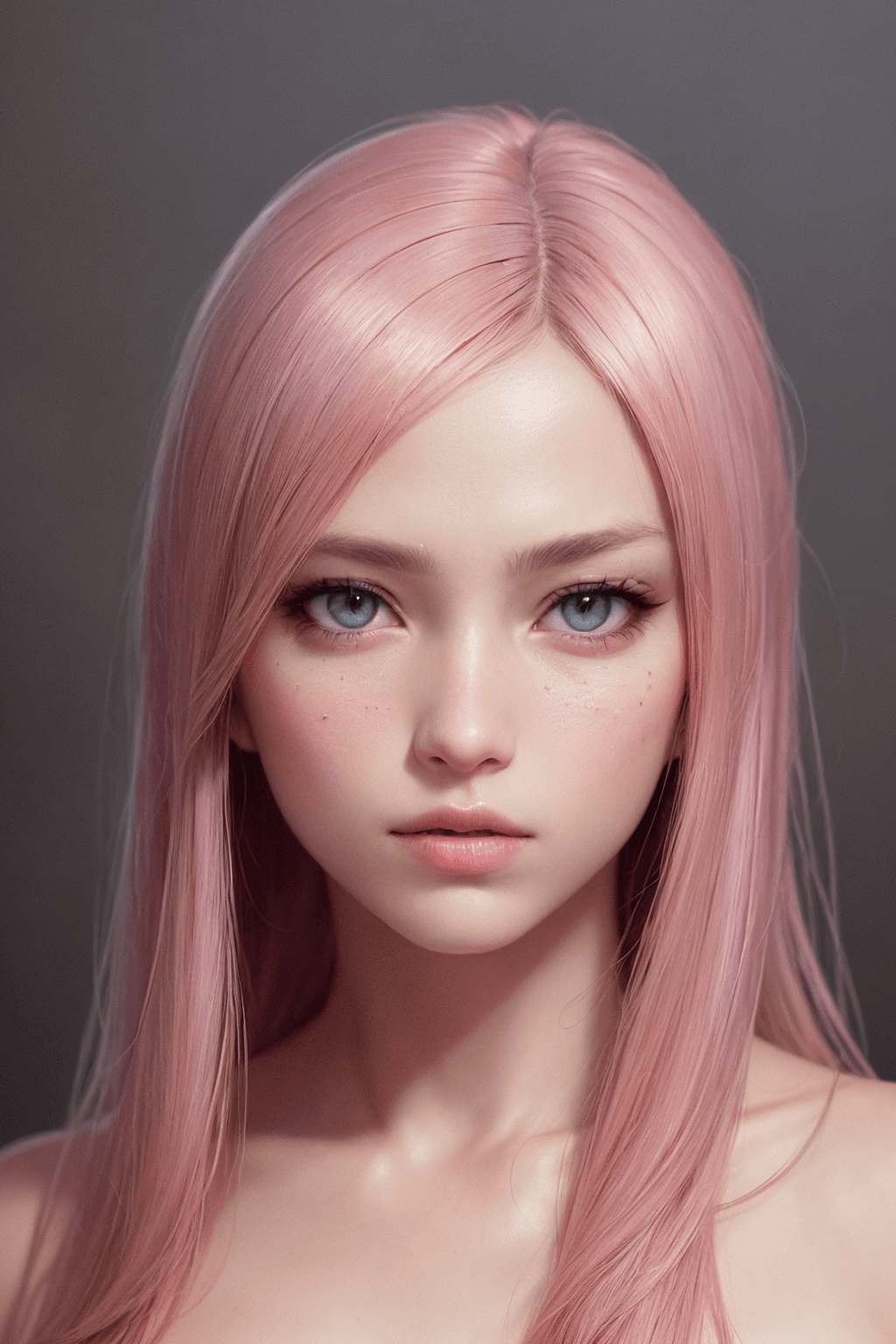 AI generated: a girl, light dress, strong wind, long pink hair, (apterus style:1.3), (dark shot:1.4), 80mm, soft l...