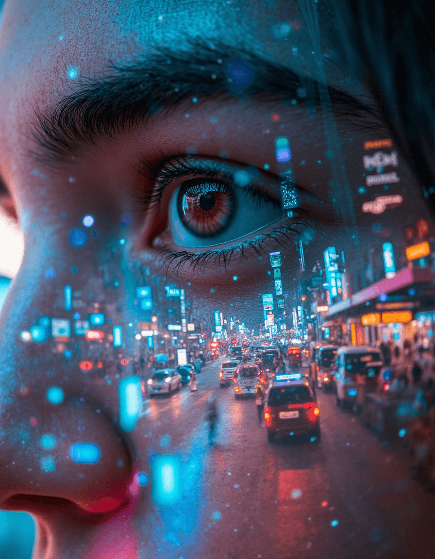 AI generated: (masterpiece, digital art:1.3), highly intricate double exposure art inspired by Yuumei, (close-up o...