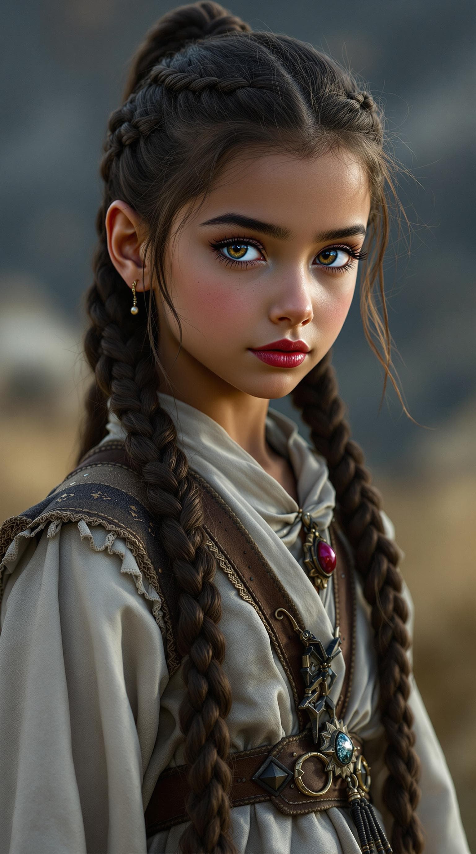 AI generated: a professional photo of a exceptionally beautiful girl in the world (age 7), (seven year old),  Egyp...