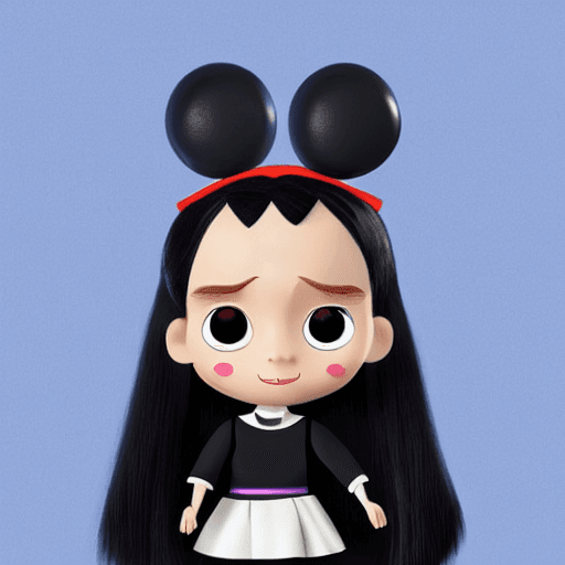 AI generated: Chibi wednesday addams, pixar 2022, modern Disney style