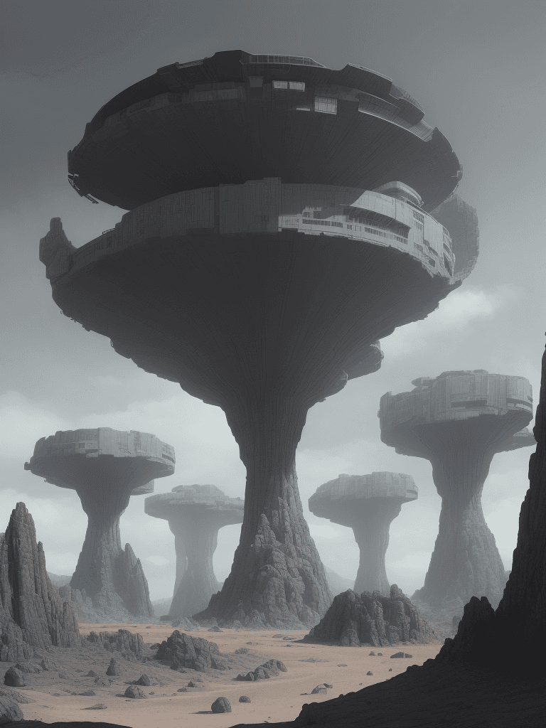 AI generated: A dull and lifeless depiction of the Ceres Colony, lacking any intricate details or vibrant colors. ...