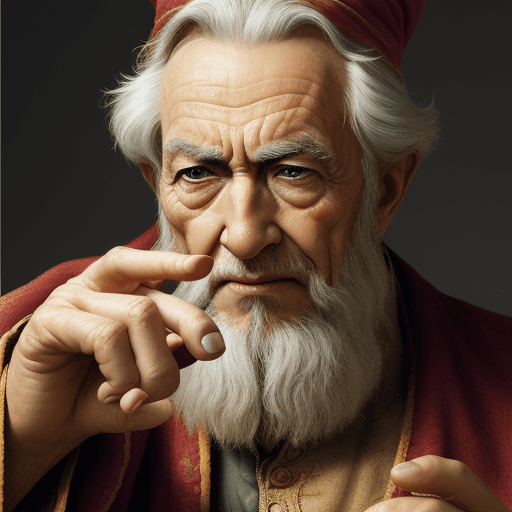 AI generated: A wise man holds on finger up
