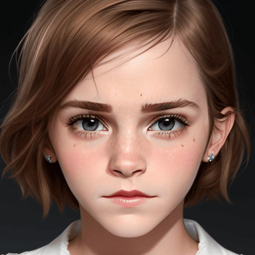 AI generated: Emma Watson, Extreme close-up face, symmetrical face,cry.