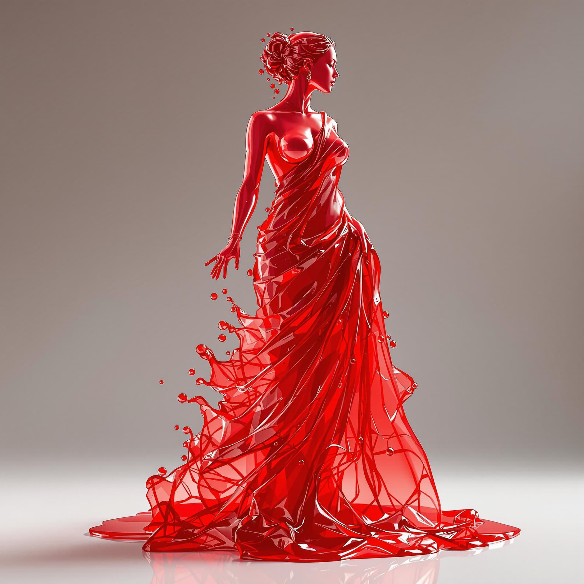 AI generated: transparent white wet oily saree Goddess curved structure , full structure milk in pour , high defin...