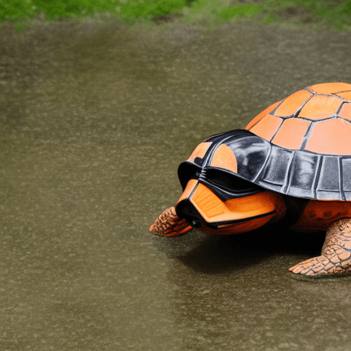 AI generated: orange turtle with Darth Vader mask