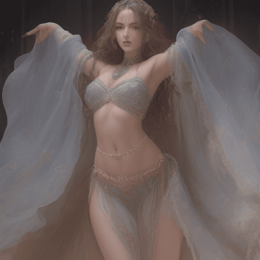 AI generated: An alluring svelte muscular stomached woman with waist length long dusty rose hair and radiant brigh...