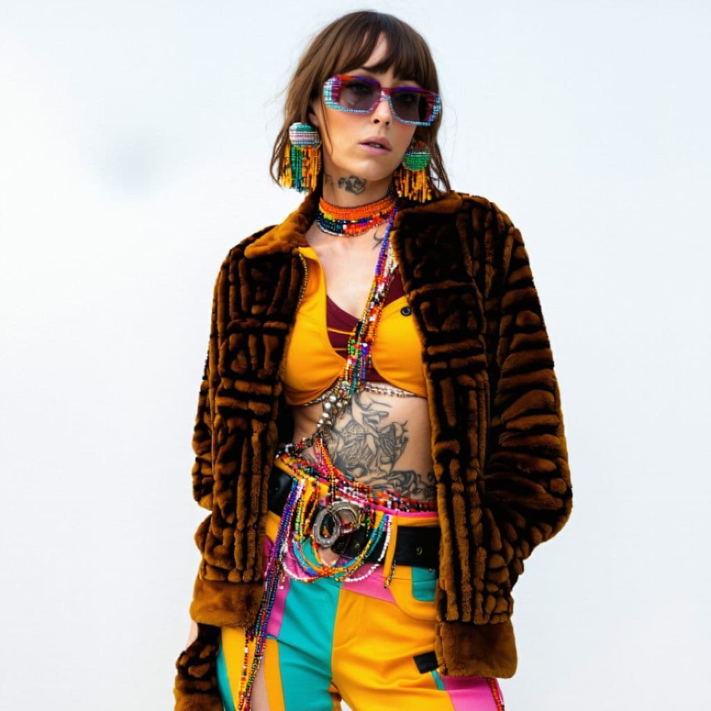 AI generated: jada stevens in a 70s outfit
