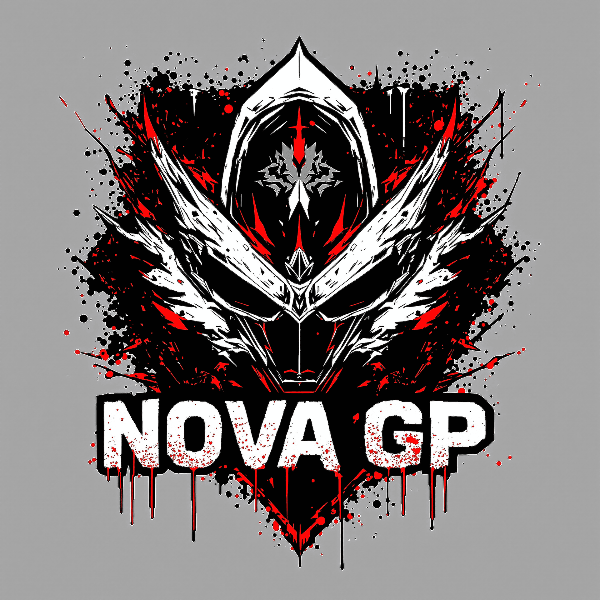 AI generated: create a bloody logo for my gaming group that called "NOVA GP" in the picture there is nothing excep...