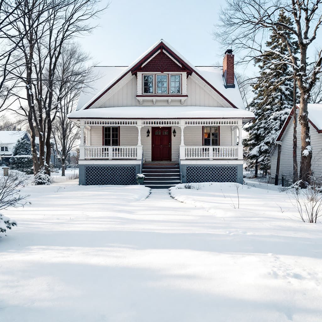 AI generated: architectural house, vertical, horizontal, straight, defined, winter