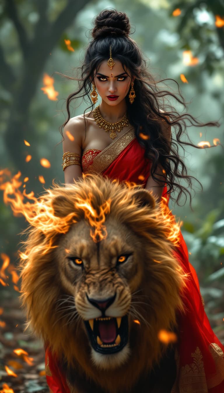 AI generated: full body view  of most beautiful kurdish girl , most beautiful girl in elegant bold color red saree...