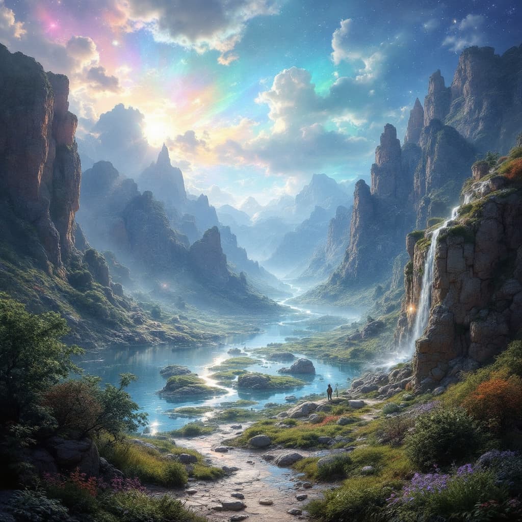 AI generated: Explore the future of painting with a holographic approach. Use luminous layers to overlay scenes , ...