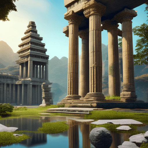 AI generated: (masterpiece), (science friction), award winning, centered, Instagram able, ancient temple ruin civi...