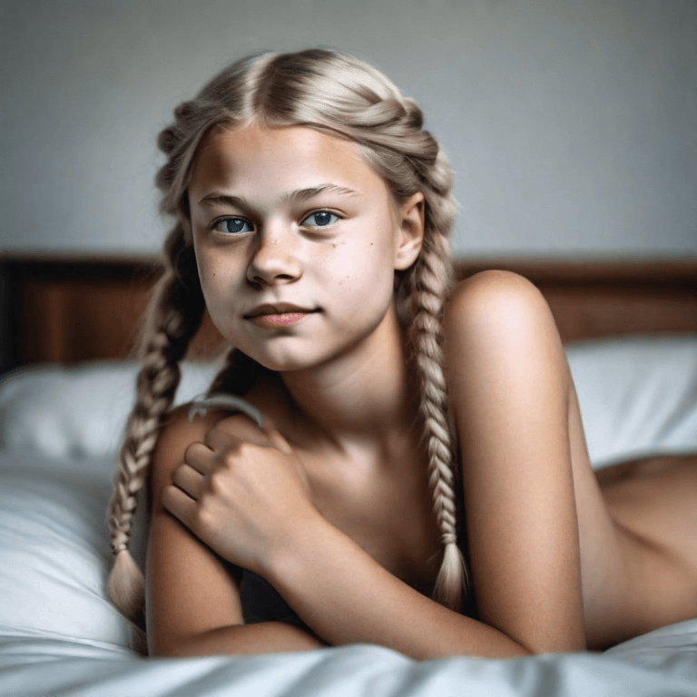 AI generated: A Swedish beauty with pigtails in bed