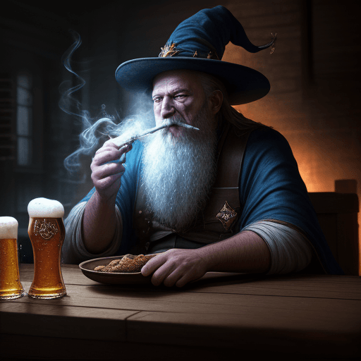AI generated: the beer wars, ultra-hd, realistic, epic, wizard smoking, soft-lighting