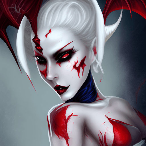 AI generated: beautiful sensuous white skin women,red lipstick,dark blue hair,crimson red eyes,charmer,alluring, q...