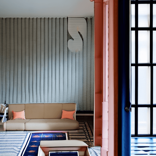 AI generated: High resolution photography interior design, dreamy sunken living room conversation pit, wooden floo...