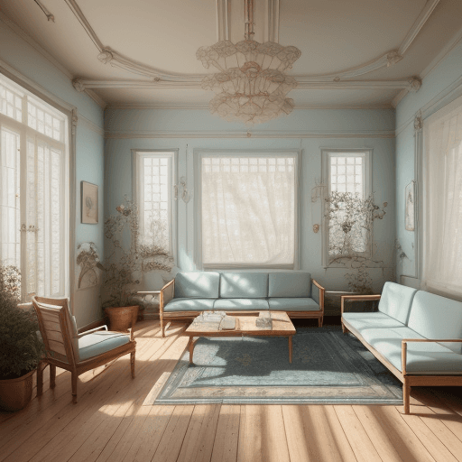 AI generated: High resolution photography interior design, dreamy sunken living room conversation pit, wooden floo...