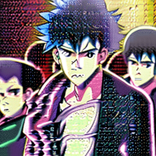 AI generated: a mentor is accompanying a group of young men standing next to each other, inspired by Yukihiko Yasu...
