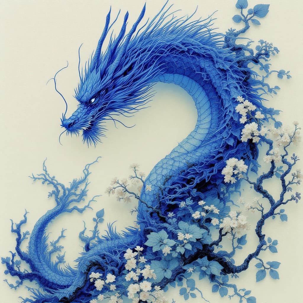 AI generated: Blue Dragon.kurikaraken.inspired by toshiyuki enoki
