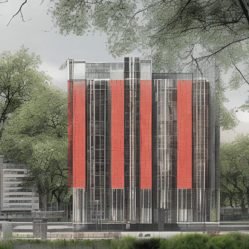 AI generated: < Realistic architectural rendering of a capsule multiple house within concrete car park without car...