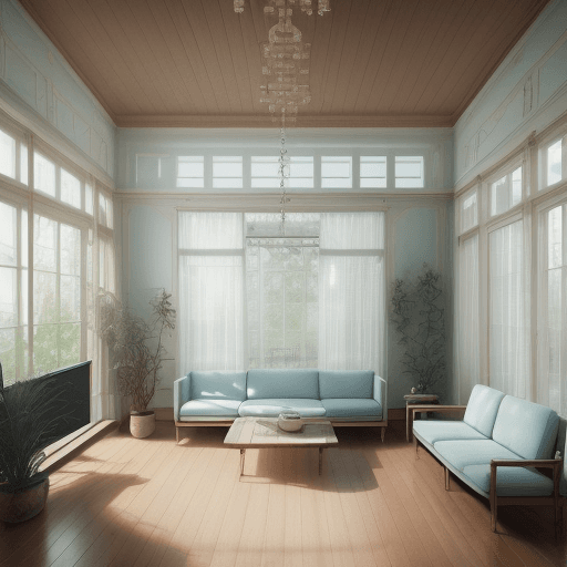 AI generated: High resolution photography interior design, dreamy sunken living room conversation pit, wooden floo...