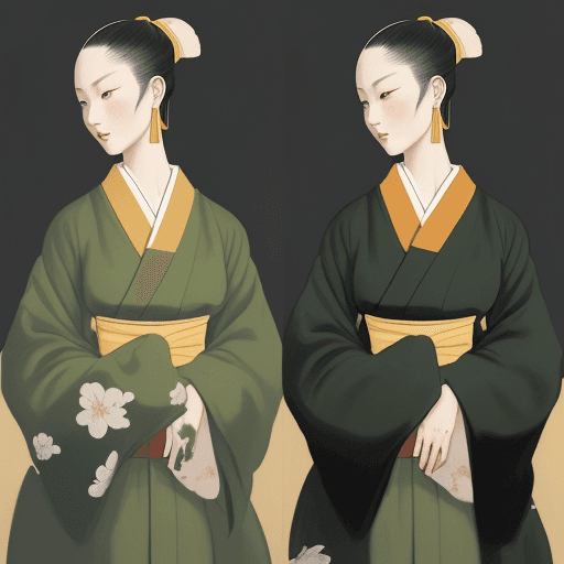 AI generated: paintings by jen aypaintings by jen ayad, in the style of uemura shoen, digital painting, dark green...