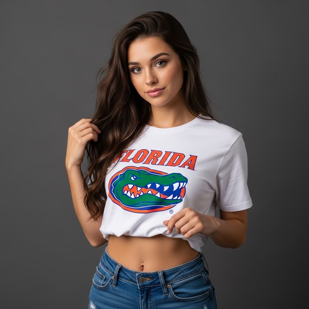 AI generated: Gilian, the most beautiful petite 18 yo. She is an avid Florida Gators fan. She is so captivatingly ...