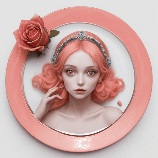 AI generated: Un bijou en corail en forme de visage de femme fatale avec le nom de morjana en lettres blanches sur...