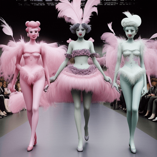 AI generated: paris women's week 1999, in the style of whimsical imaginative creatures, pastel dream, kees van don...