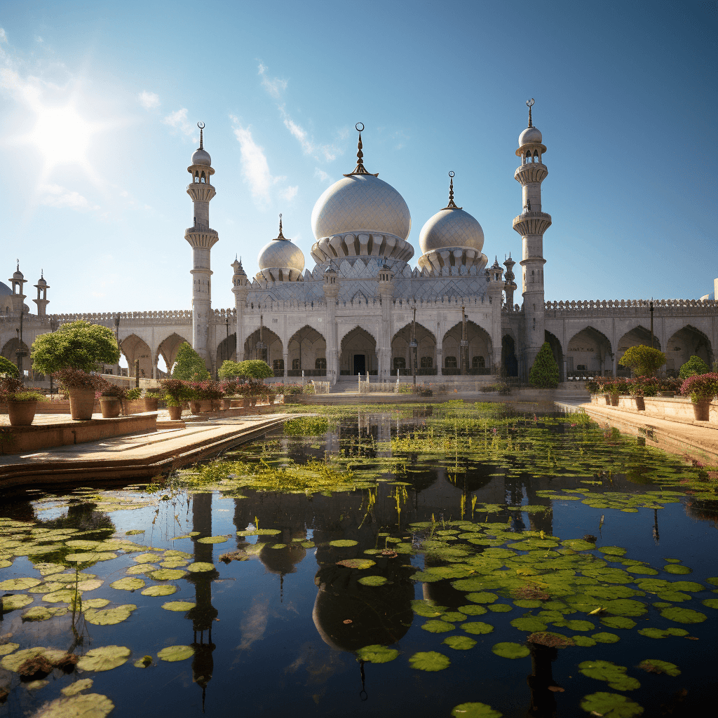 AI generated: There is a pond next to the mosque, trending on artstation, sharp focus, studio photo, intricate det...