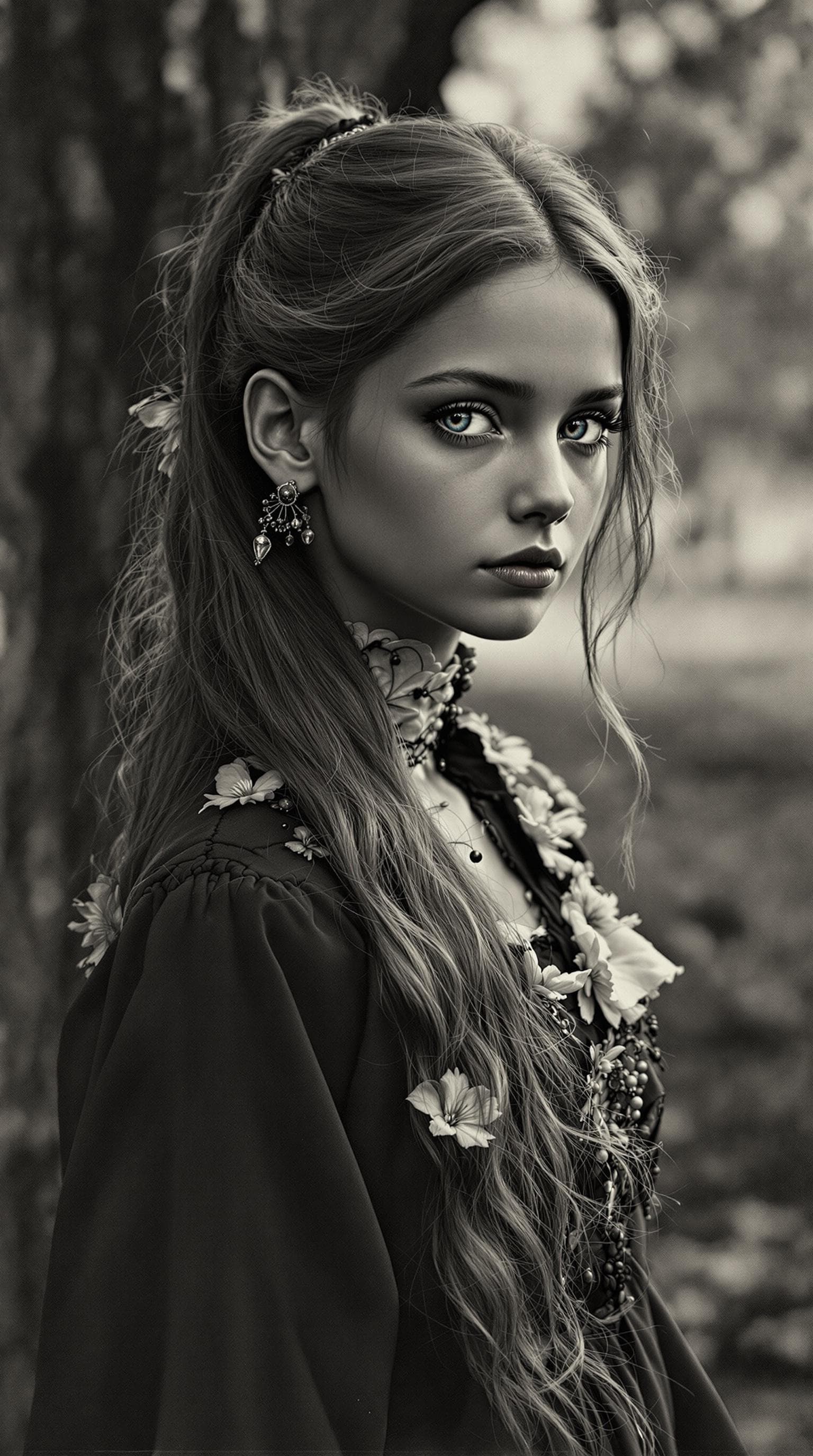 AI generated: a professional vintage black and white photo (paper has aged over time), of a exceptionally of the m...