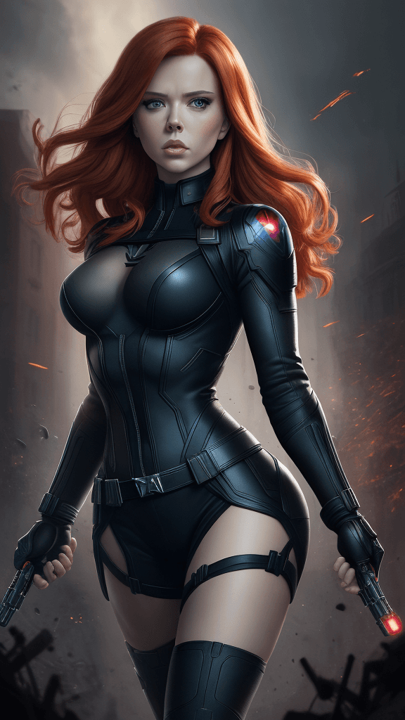 AI generated: (best quality, master:1.5) 16k HDR, Marvel Entertainment Art by, Black Widow (AKA Natalia "Natasha" ...