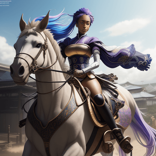 AI generated: Kyoto Animation stylized anime mixed with tradition chinese artworks~ riding on a horse and on one h...