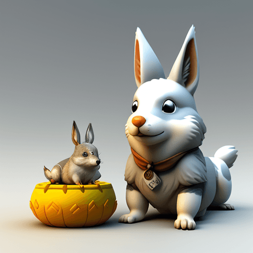 AI generated: un lobo con un perro,un huron con un pollito,una ardilla con un conejo y un cerdo conejo con un zorr...