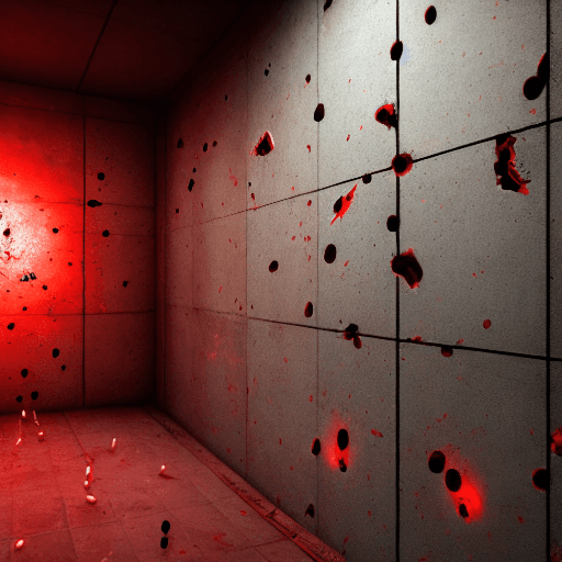 AI generated: wall with Bullet holes,black scratches،blood drops on wall, cinematic lighting, trending on artstati...