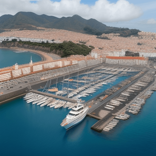 AI generated: puerto de carga maritimo donde se observen contenedores 