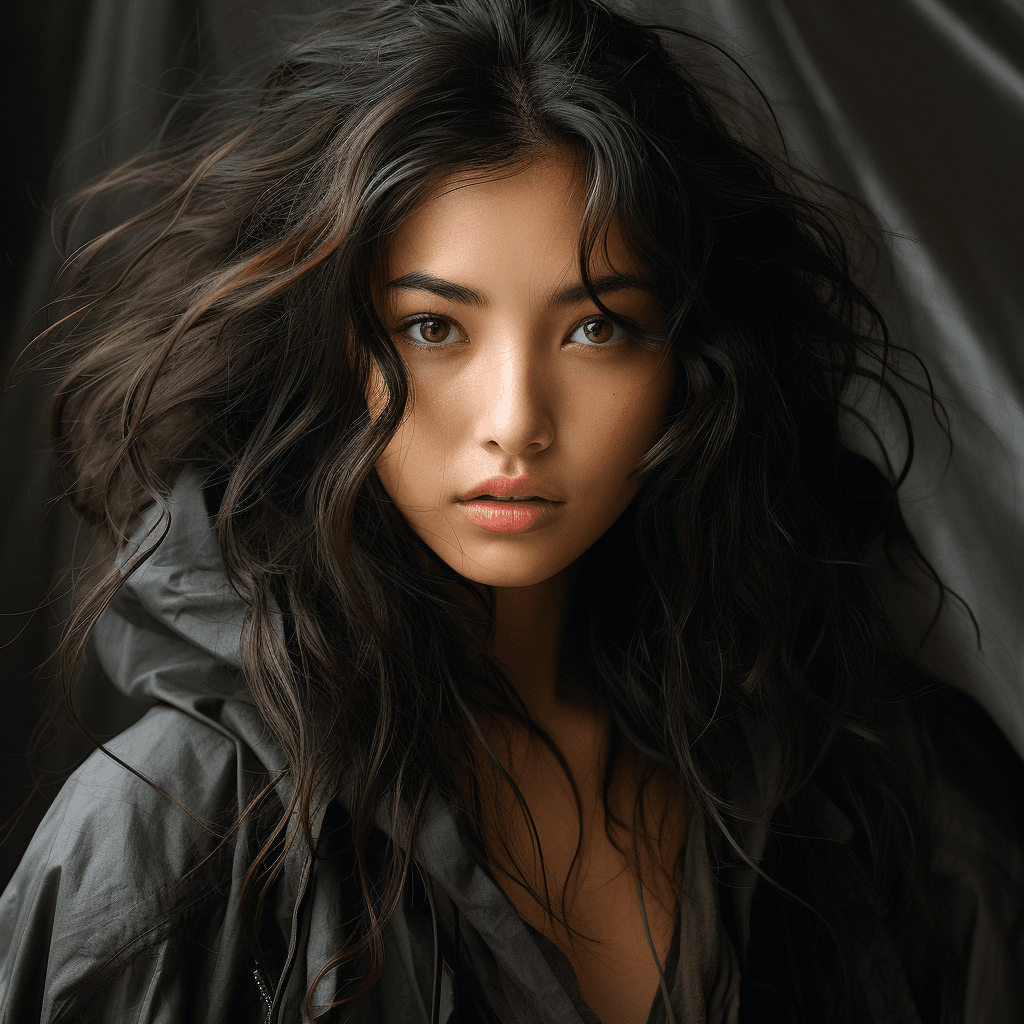 AI generated: stunning photograph of a beautiful Japanese woman, in the style of Annie Lebowitz --ar 1:1 --stylize...