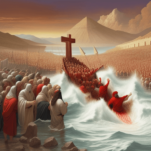 AI generated: Moses Parting the Red Sea, Digital Print, Exodus Old Testament, Sketches, Crossing the Red Sea, Jesu...