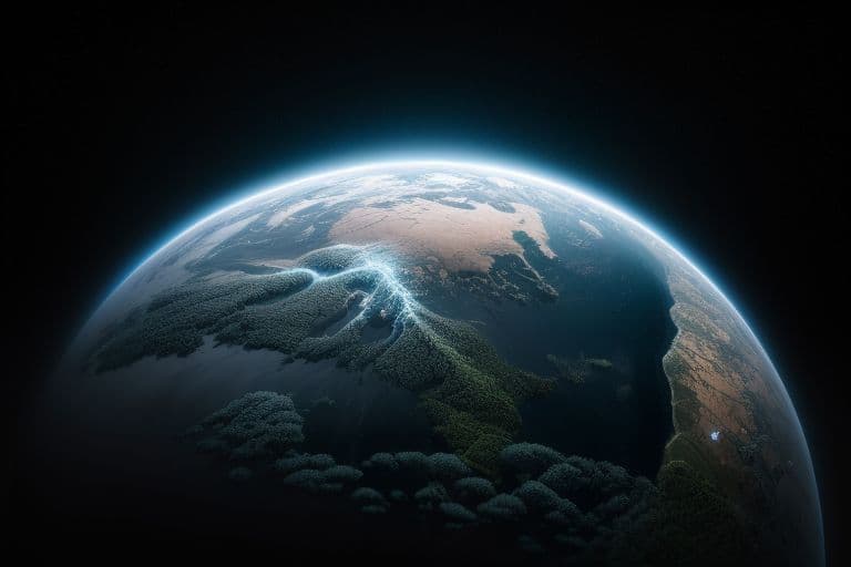 AI generated: a world within a world::5 fantasy art, shot from space, ultra detailed::3