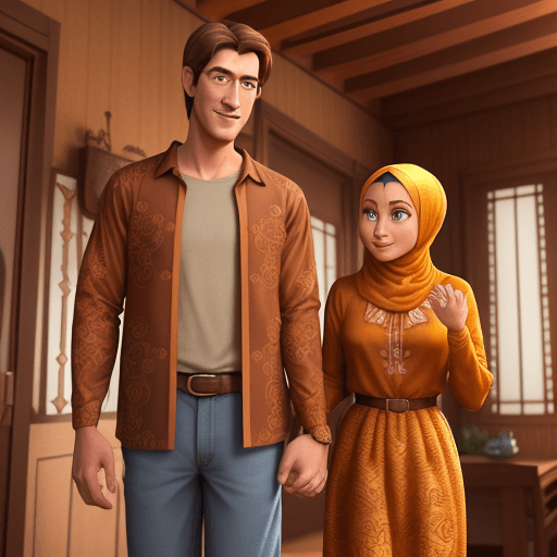 AI generated: Disney Pixar film poster, a man with short hair, handsome and kind wearing a brown long-sleeved bati...