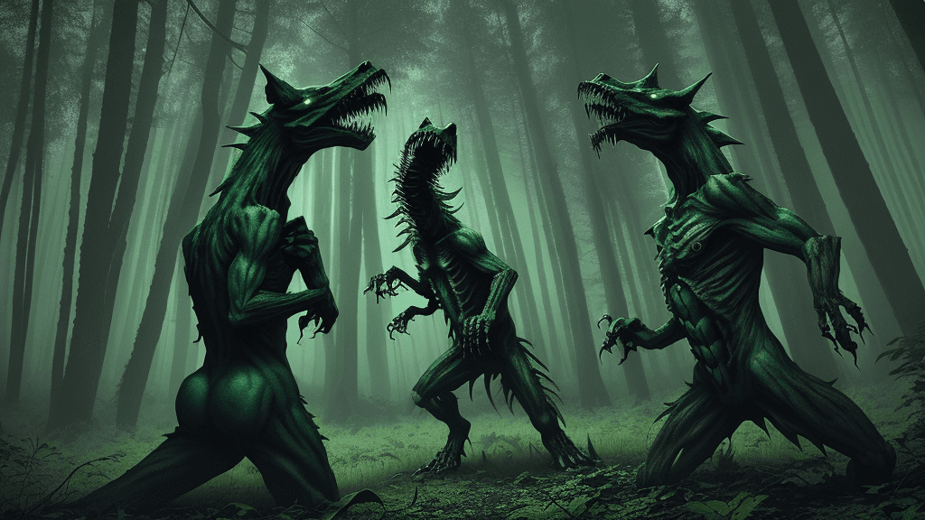 AI generated: scary monsters in the forest
