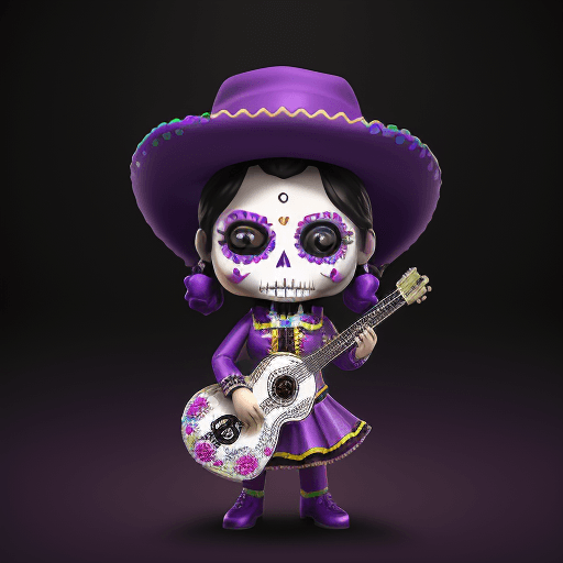 AI generated: funko doll mariachi , dia de muertos art, dia de los muertos,  colorful, flat, octane render, global...