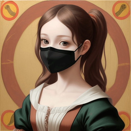 AI generated: image Mask Girl serie look like , is a fresco painting by Italian artist Michelangelo.