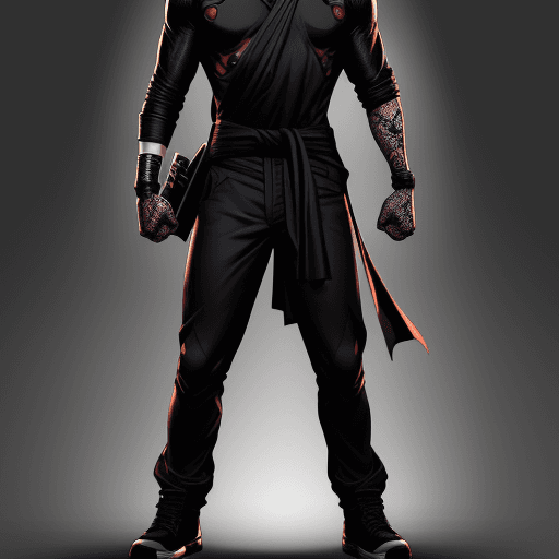 AI generated: Charachter sheet, marvel comics hero, 360 view ,full body with face,discret man, Black modern japane...