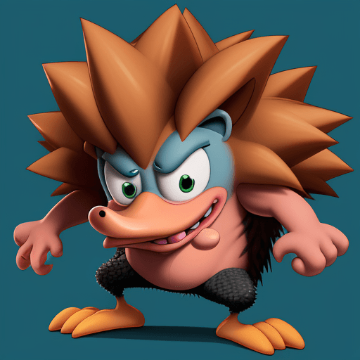 AI generated: mutant that combines the features of Krosh and Hedgehog from the cartoon Smeshariki.