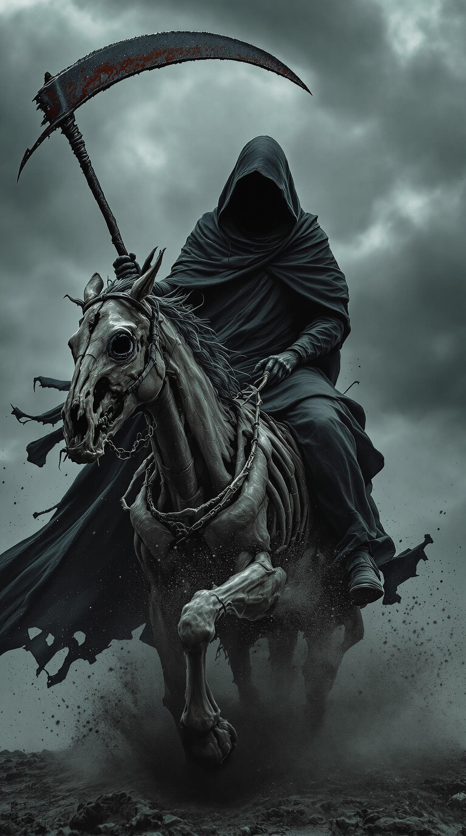 AI generated: A photorealistic image captured with a Panasonic Lumix GH7 depicts a dark and dramatic scene. It fea...