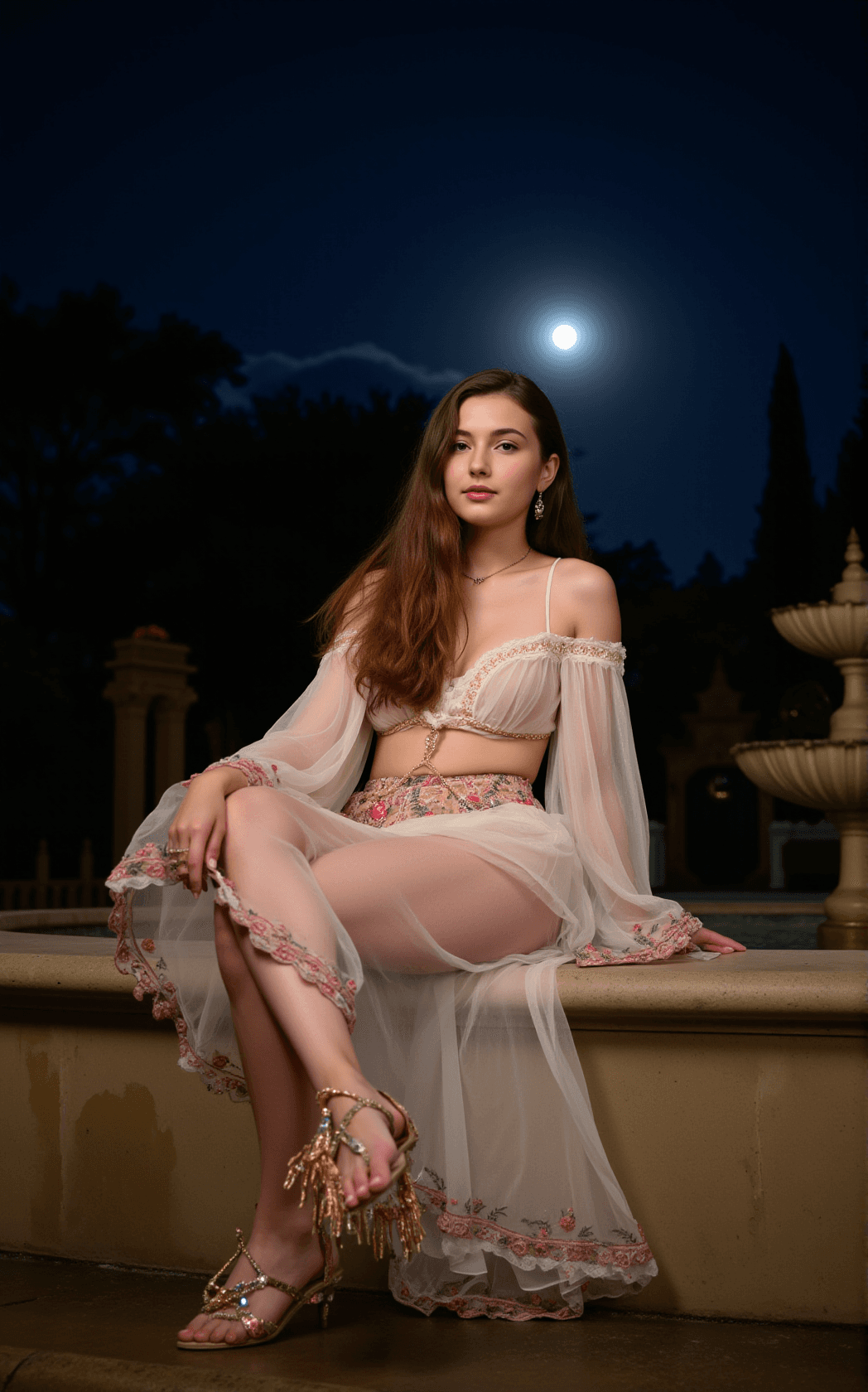 AI generated: A captivating full-body portrait showcases a stunning bohemian girl, exuding a unique and alluring s...