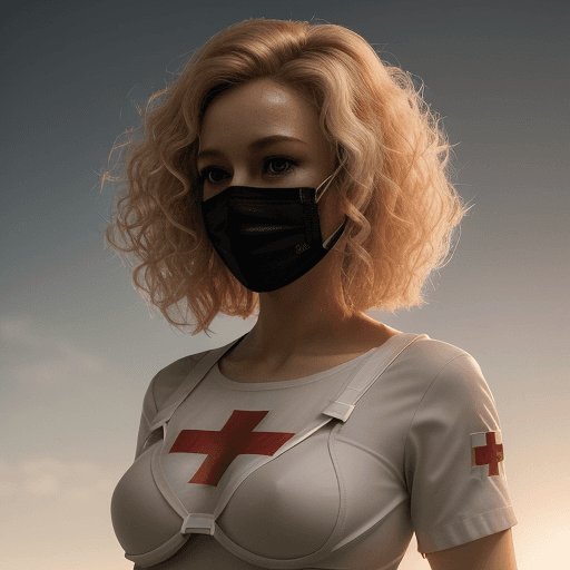 AI generated: Superhero, nurse, woman, nurse clothes, blonde curly hair. Whole body. Tight and sexy clothes. Layer...