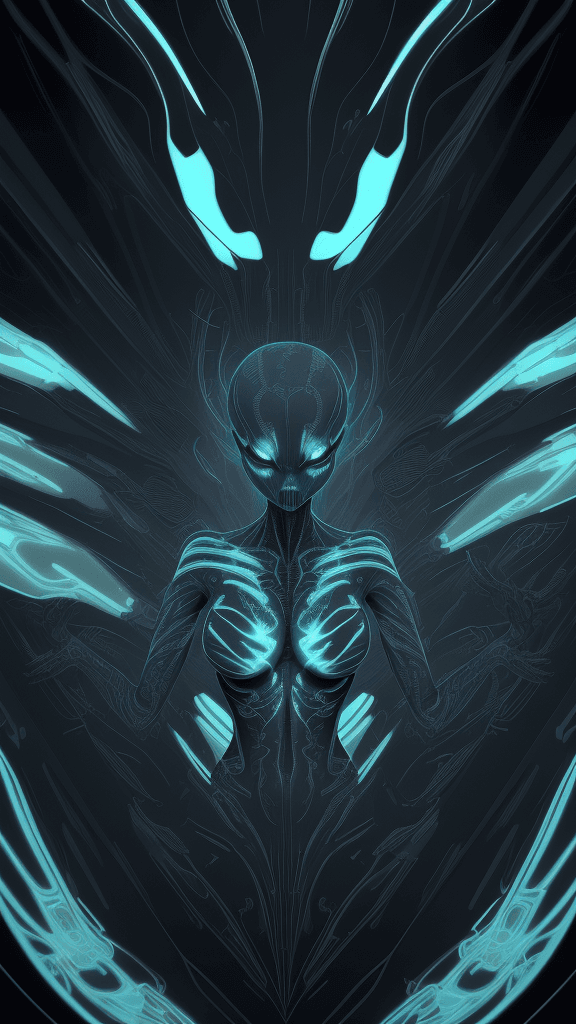 AI generated: An electrifying x-ray-inspired digital illustration showcases the enigmatic "Xenomorph" in a mesmeri...